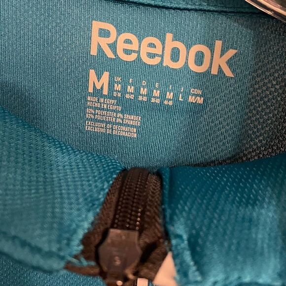 REEBOK Track Jacket 1/4 Zip Long Sleeve Pullover Mock Neck Blue Mens M - Picture 6 of 8